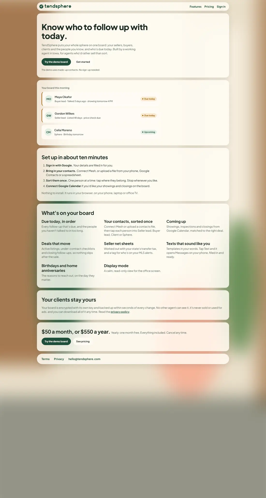 The TendSphere website